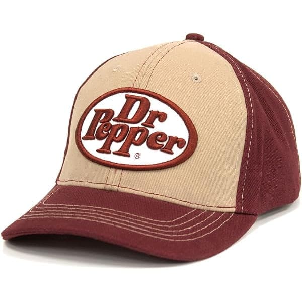 Dr Pepper Logo Baseball Hat (Maroon and Beige)