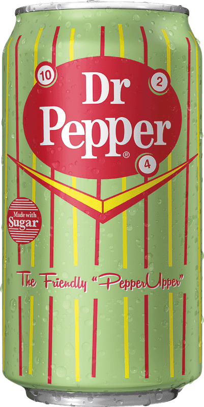 A can of Dr Pepper Made with Real Sugar