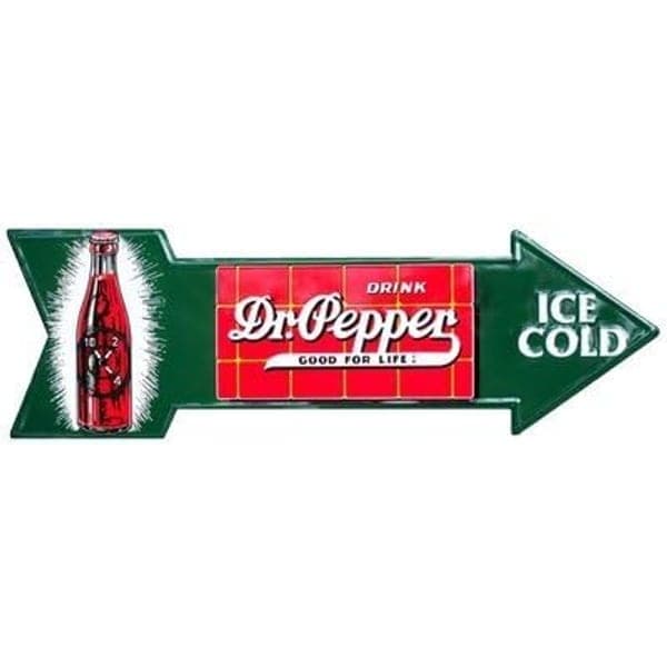 Dr Pepper "Ice Cold" Arrow Metal Sign
