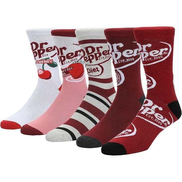 Dr Pepper Variety Logos Crew Socks (5-Pack)