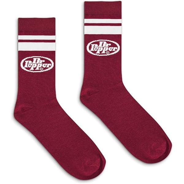 Dr Pepper Soda Logo Crew Socks (Burgundy)