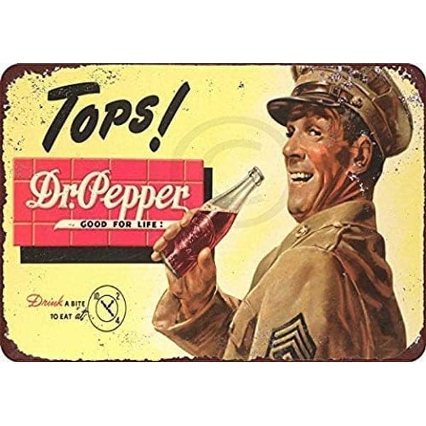 Vintage "Drink Dr Pepper" Topps Reproduction Sign (8x12)